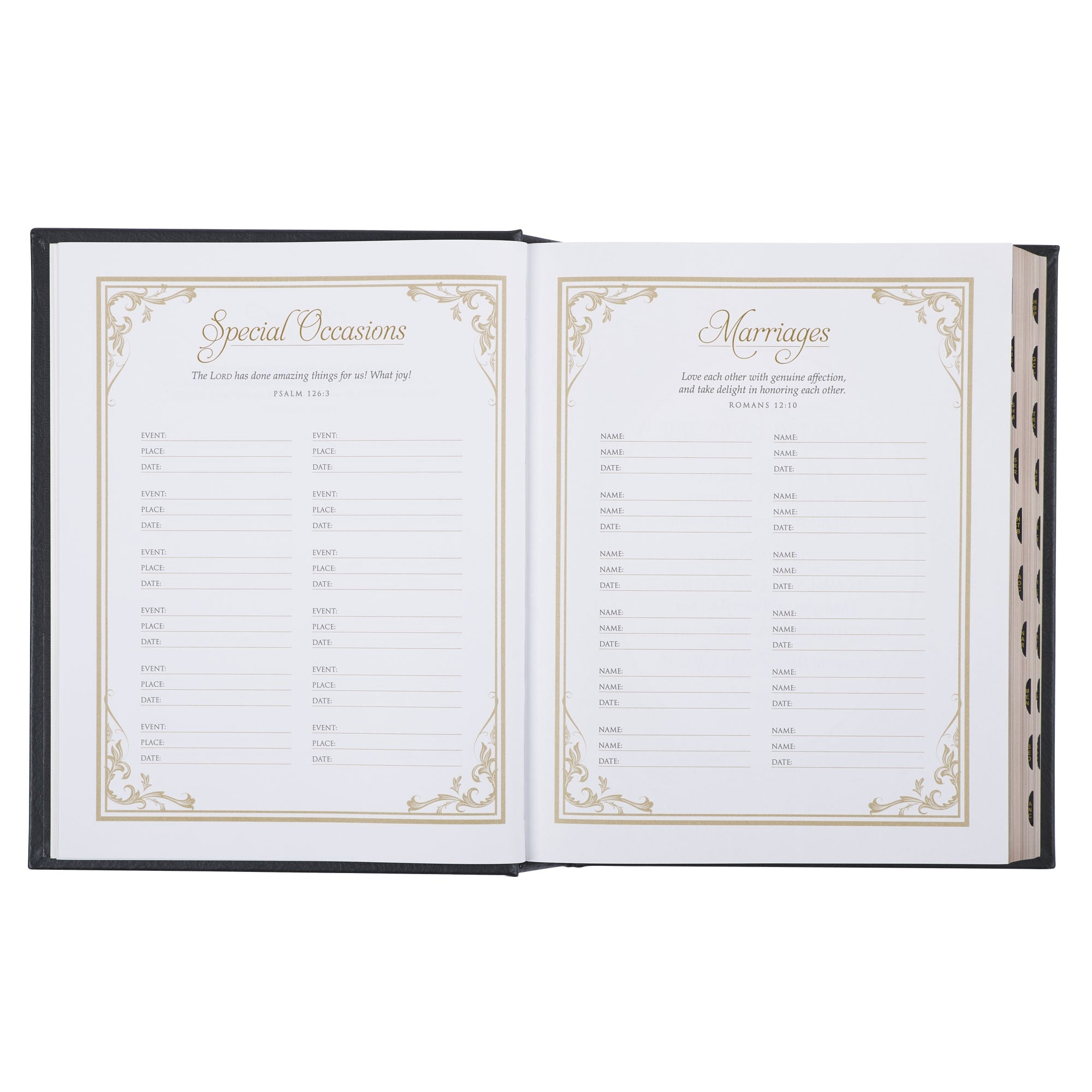 Black Full Grain Leather Family Heritage Bible