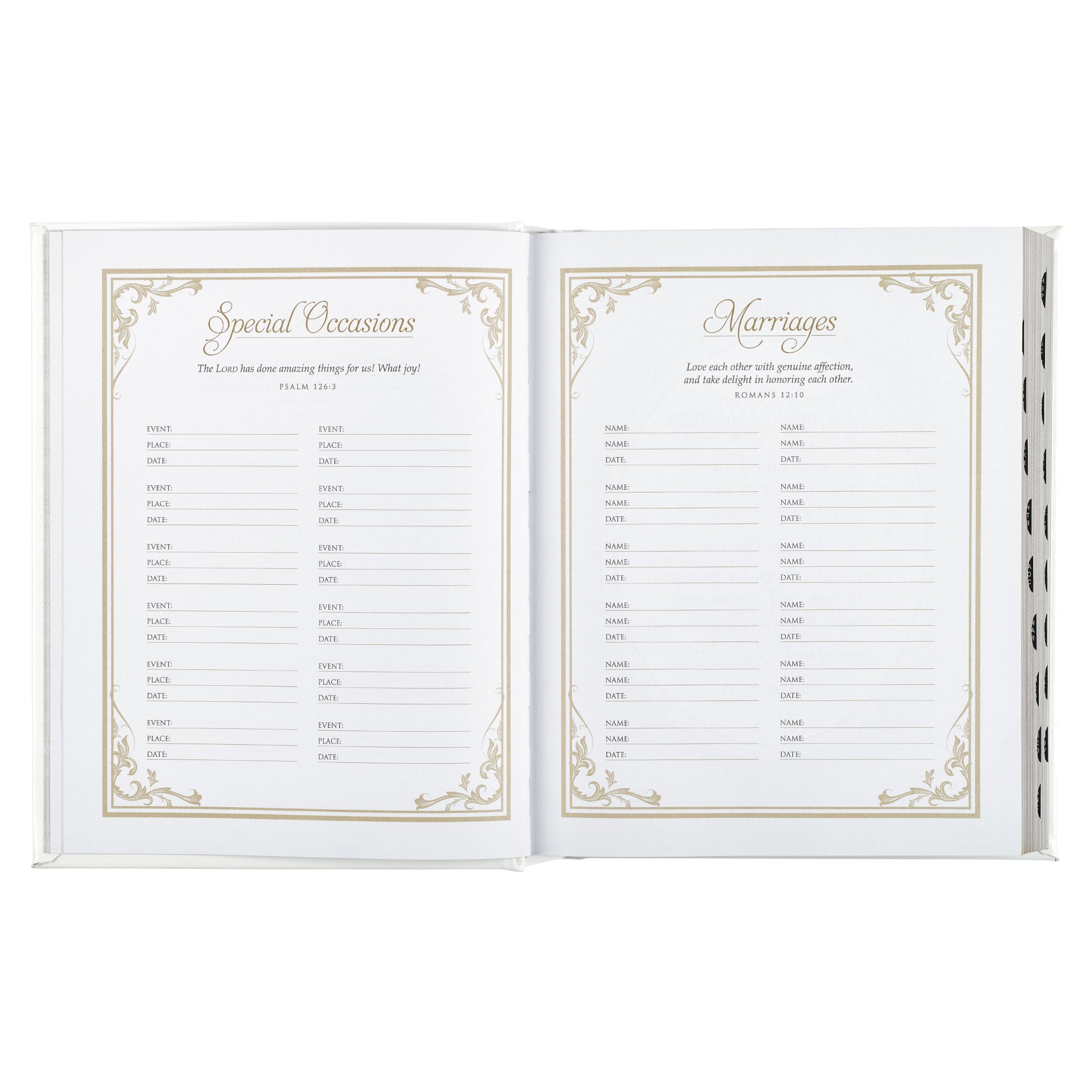 White Faux Leather Hardcover Family Heritage Bible