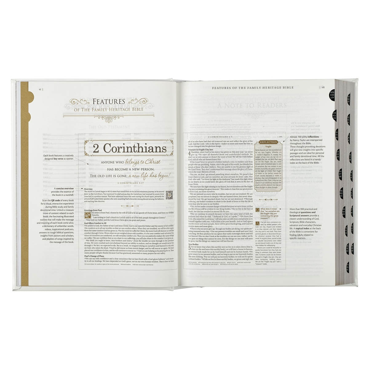 White Faux Leather Hardcover Family Heritage Bible