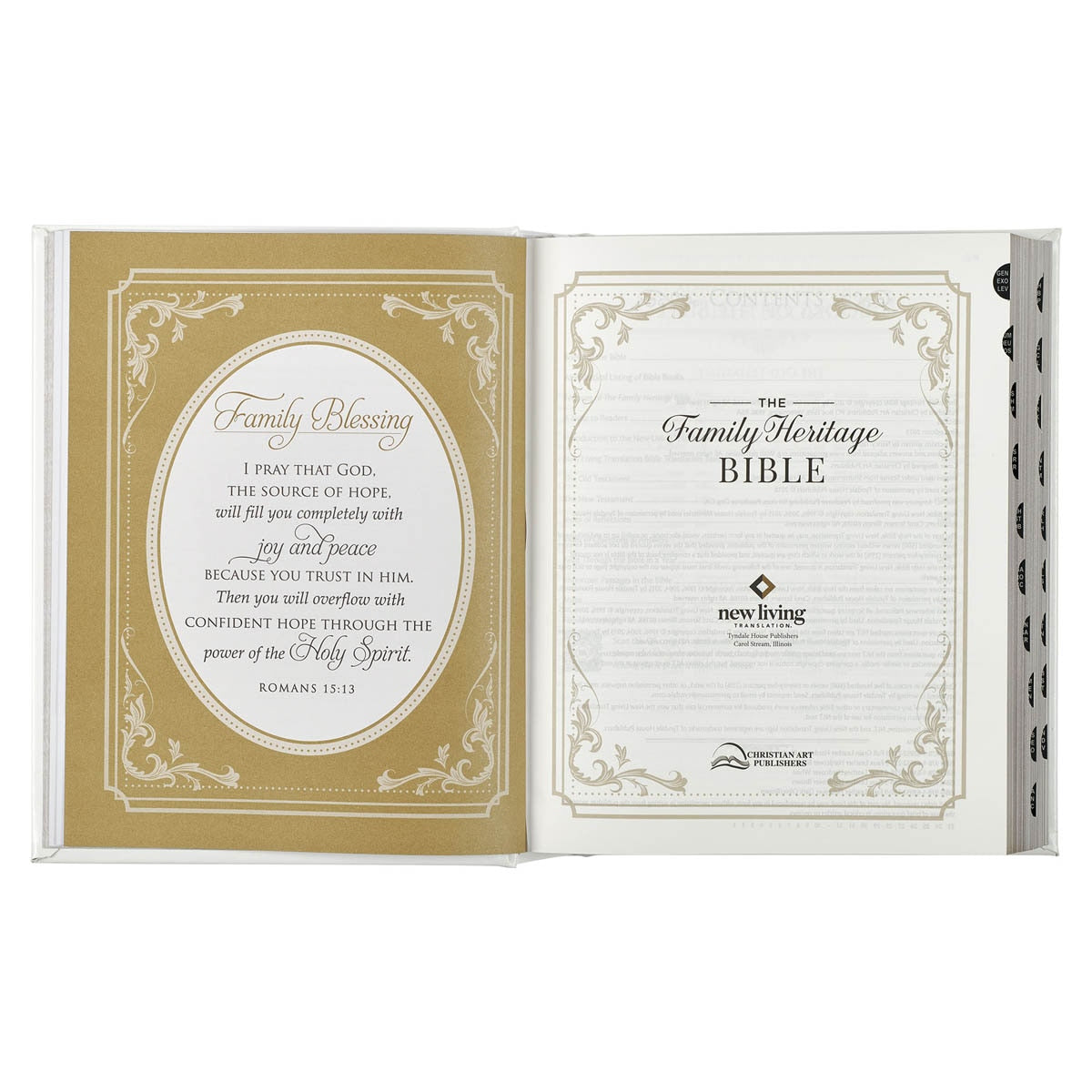 White Faux Leather Hardcover Family Heritage Bible