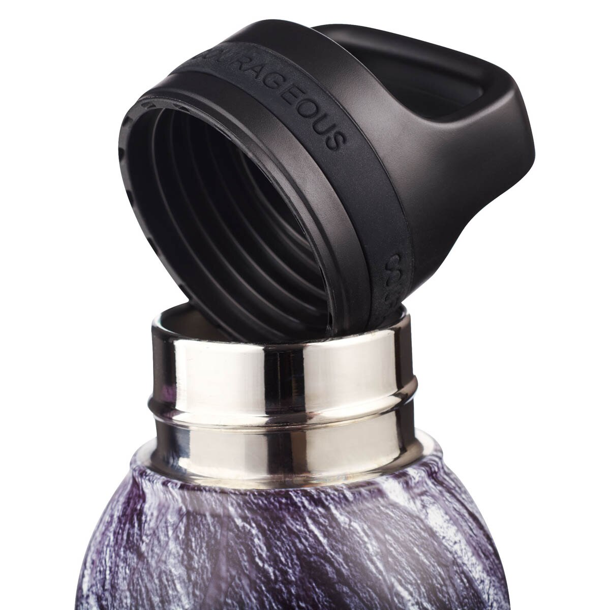 Strong & Courageous Black Stone Stainless Steel Water Bottle - Joshua 1:9