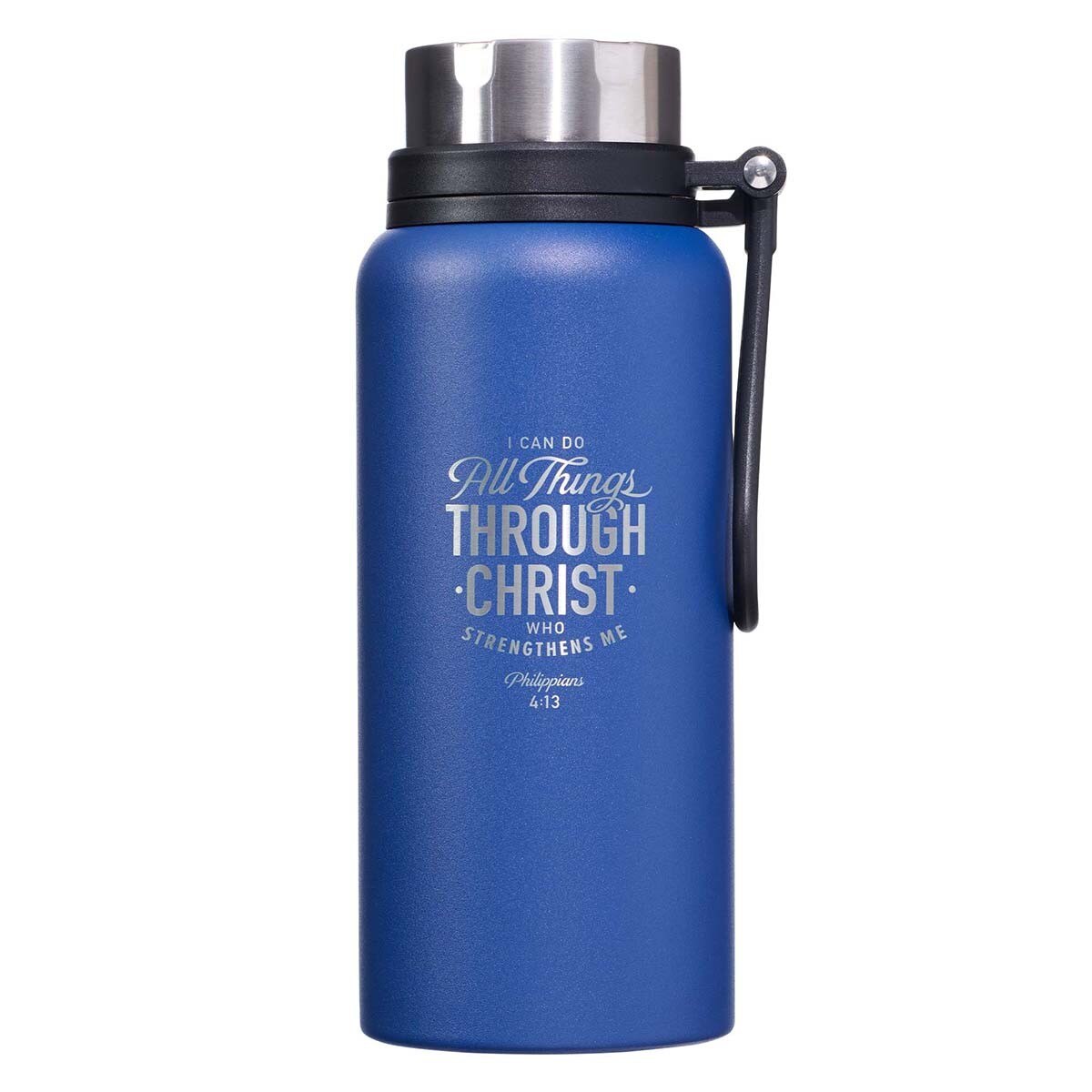 I Can Do All Things Blue Stainless Steel Water Bottle -  Philippians 4:13