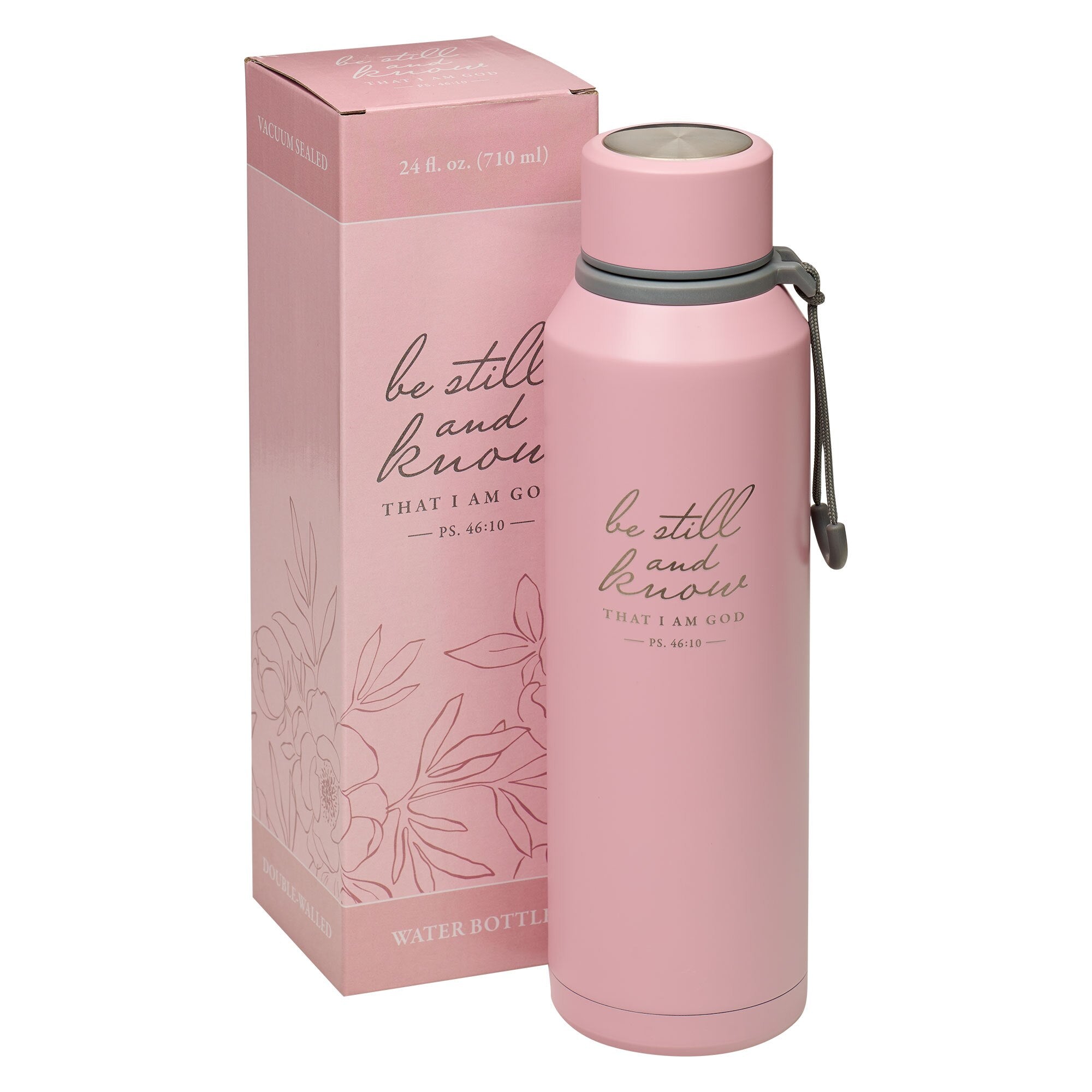 Be Still Pink Stainless Steel Water Bottle - Psalm 46:10