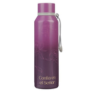 Botella de agua de acero inoxidable Flor de ciruela “Confía en el Señor” - Proverbios 3:5