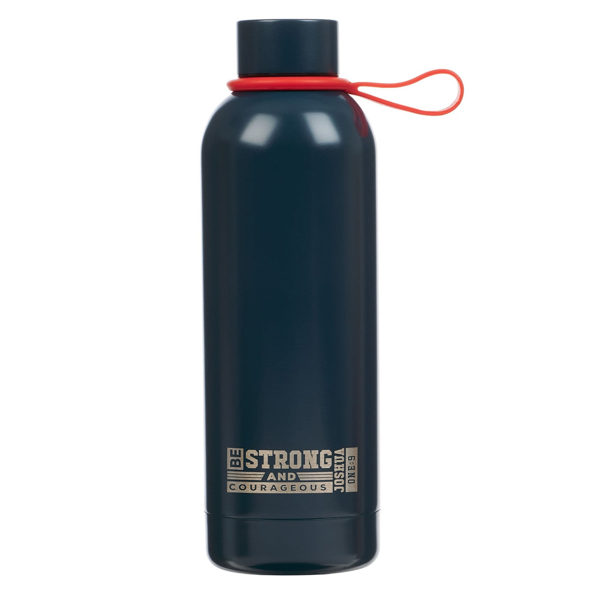 Strong and Courageous Blue Stainless Steel Water Bottle - Joshua 1:9