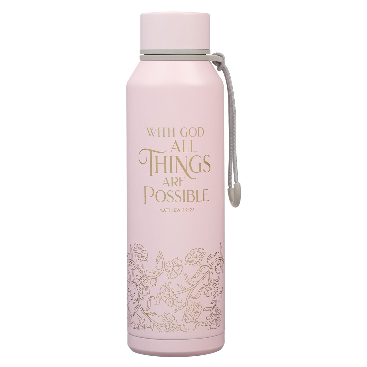 Things Are Possible Pink Stainless Steel Water Bottle - Matthew 19:26