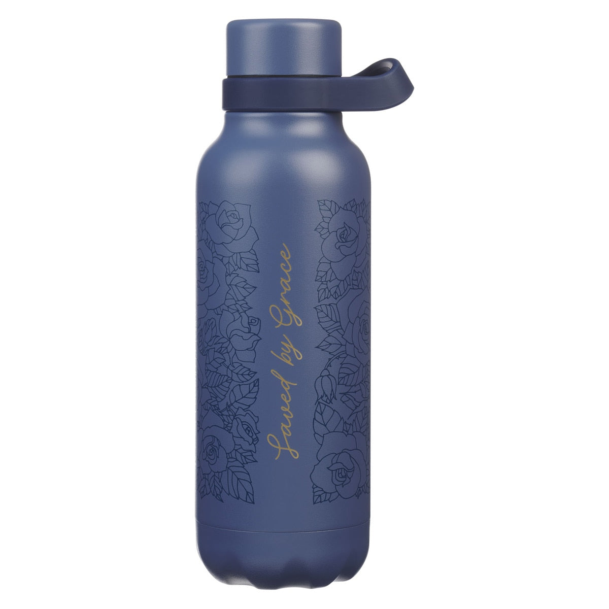 Saved by Grace Blue Floral Stainless Steel Water Bottle