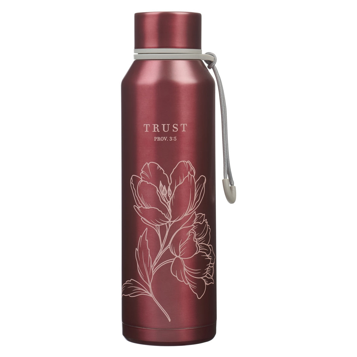 Trust Metallic Pomegranate Pink Stainless Steel Water Bottle - Proverbs 3:5