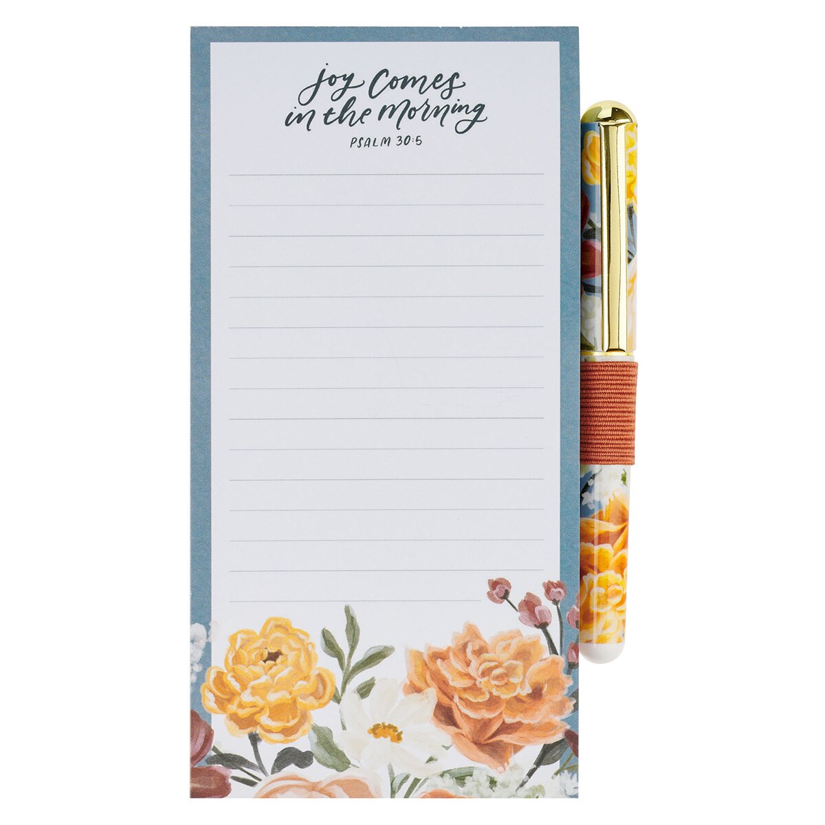 Joy Comes in the Morning Magnetic Notepad and Pen Gift Set - Psalm 30:5