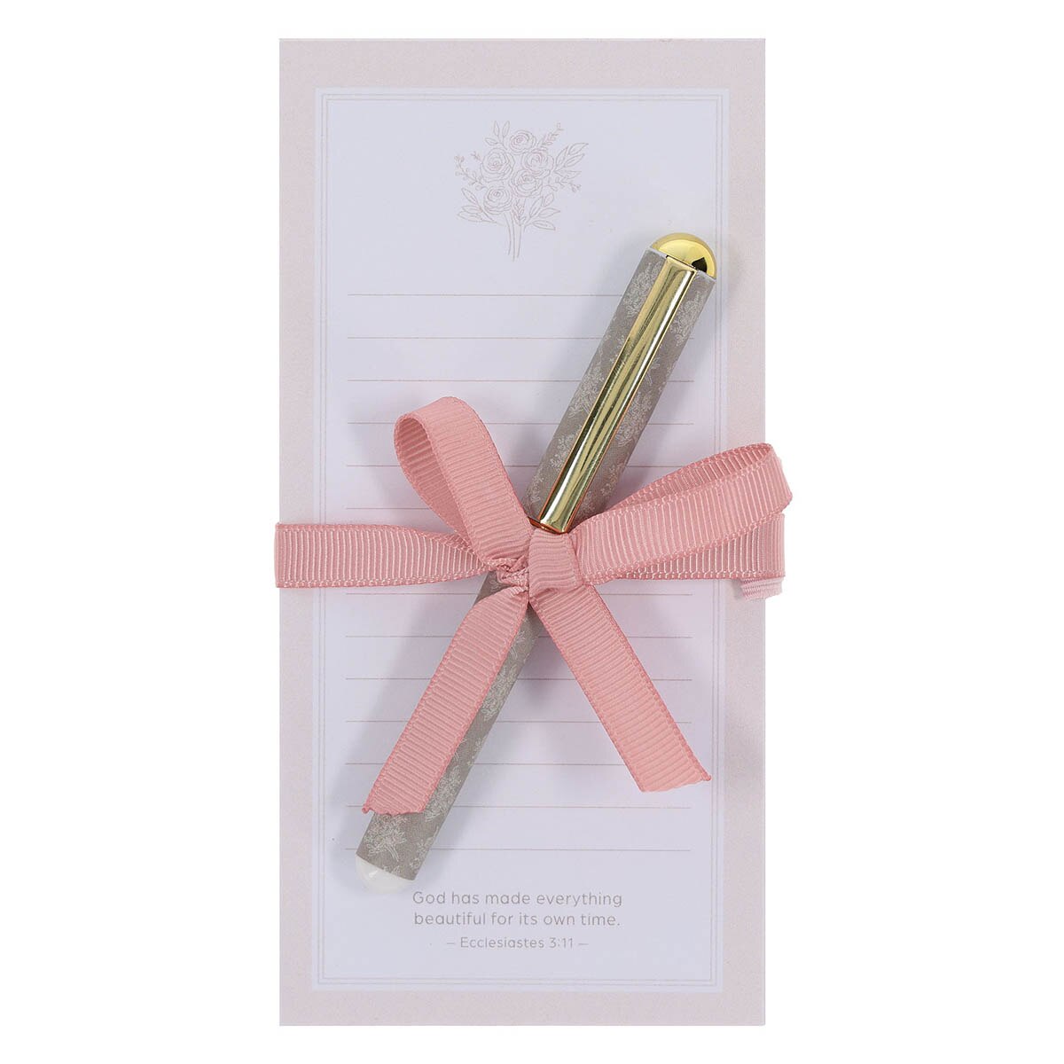 Everything Beautiful Blush Taupe Magnetic Notepad and Pen Gift Set - Ecclesiastes 3:11