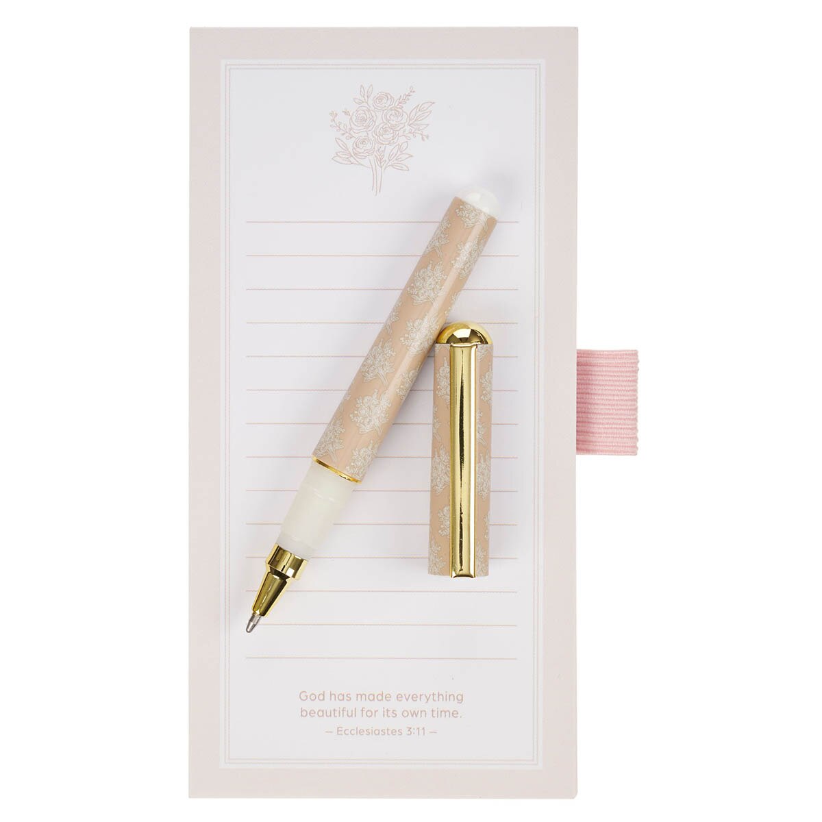 Everything Beautiful Blush Taupe Magnetic Notepad and Pen Gift Set - Ecclesiastes 3:11