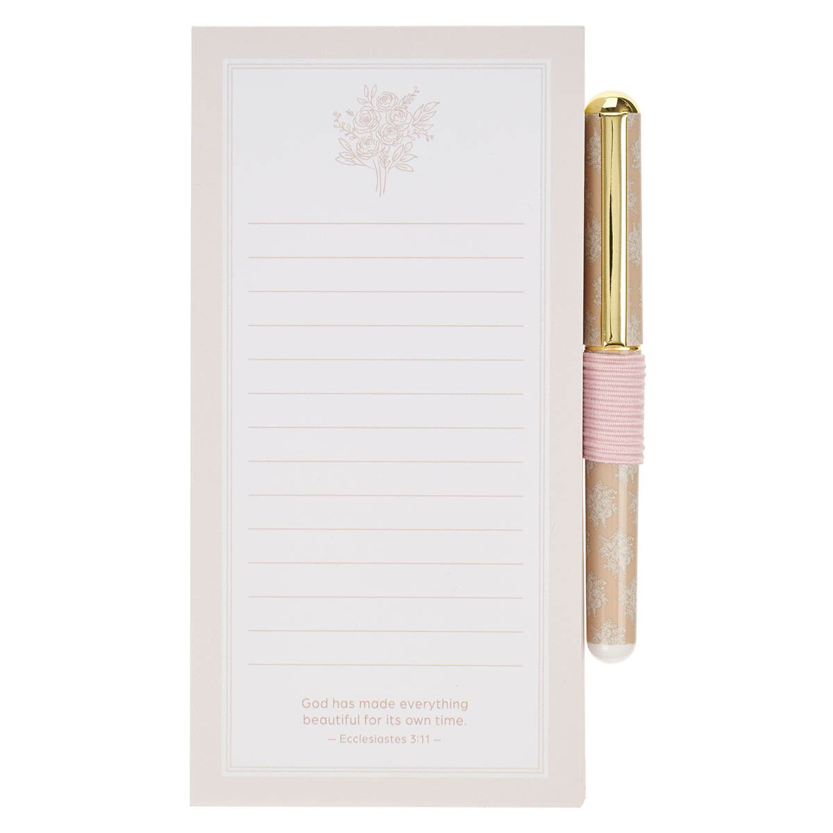 Everything Beautiful Blush Taupe Magnetic Notepad and Pen Gift Set - Ecclesiastes 3:11
