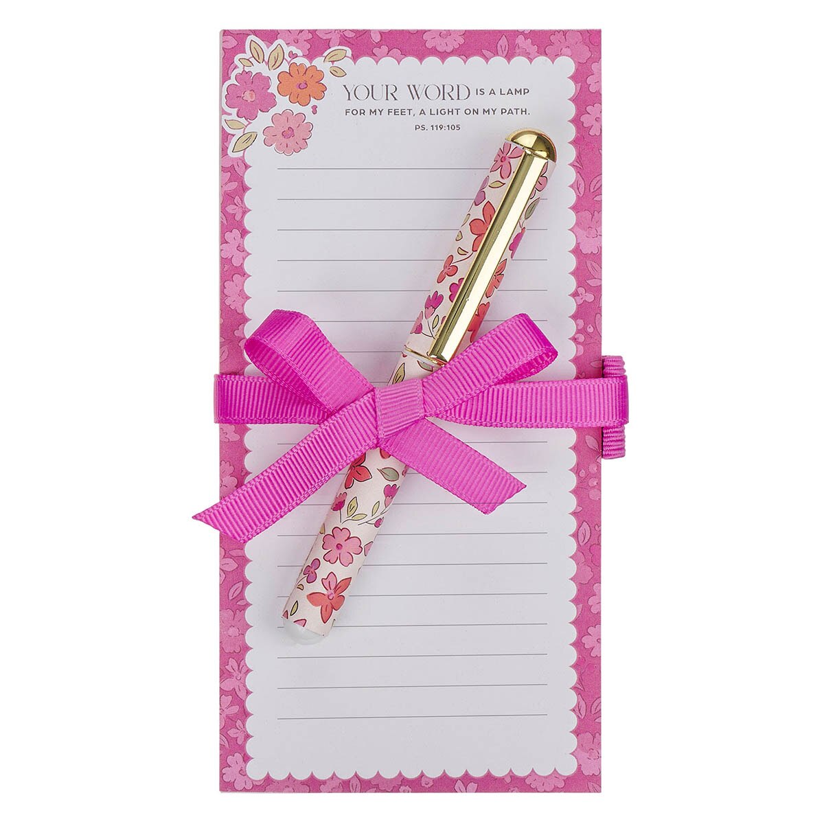 Lamp for My Feet Pink Meadow Magnetic Notepad and Pen Gift Set - Psalm 119:105