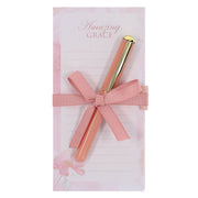 Amazing Grace Pink Floral Magnetic Notepad and Pen Gift Set
