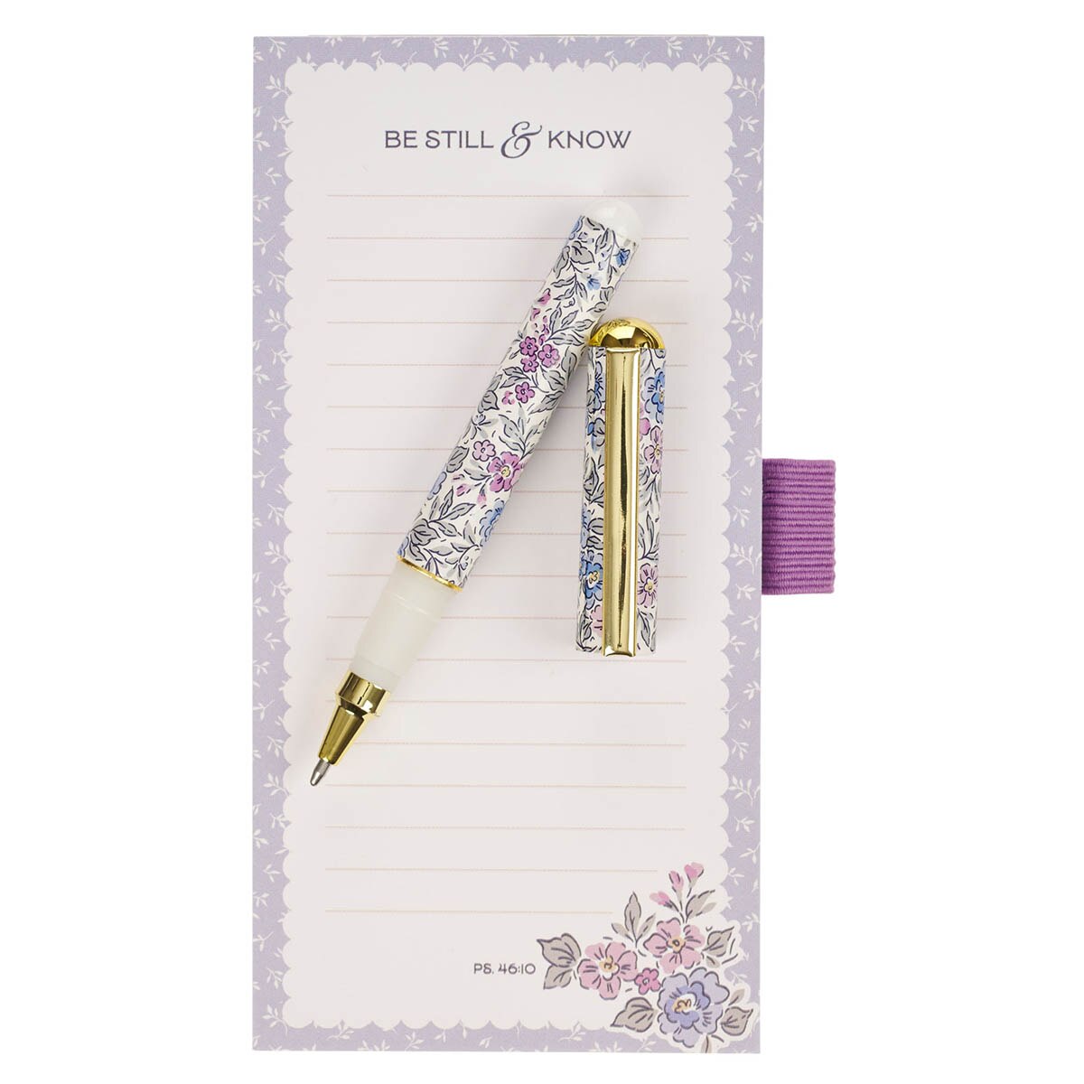 Be Still and Know Purple Trio Magnetic Notepad and Pen Gift Set - Psalm 46:10