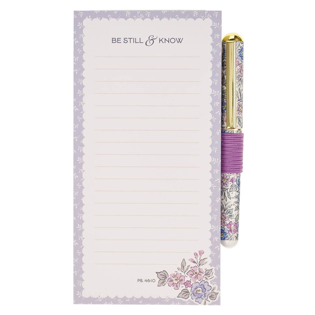 Be Still and Know Purple Trio Magnetic Notepad and Pen Gift Set - Psalm 46:10