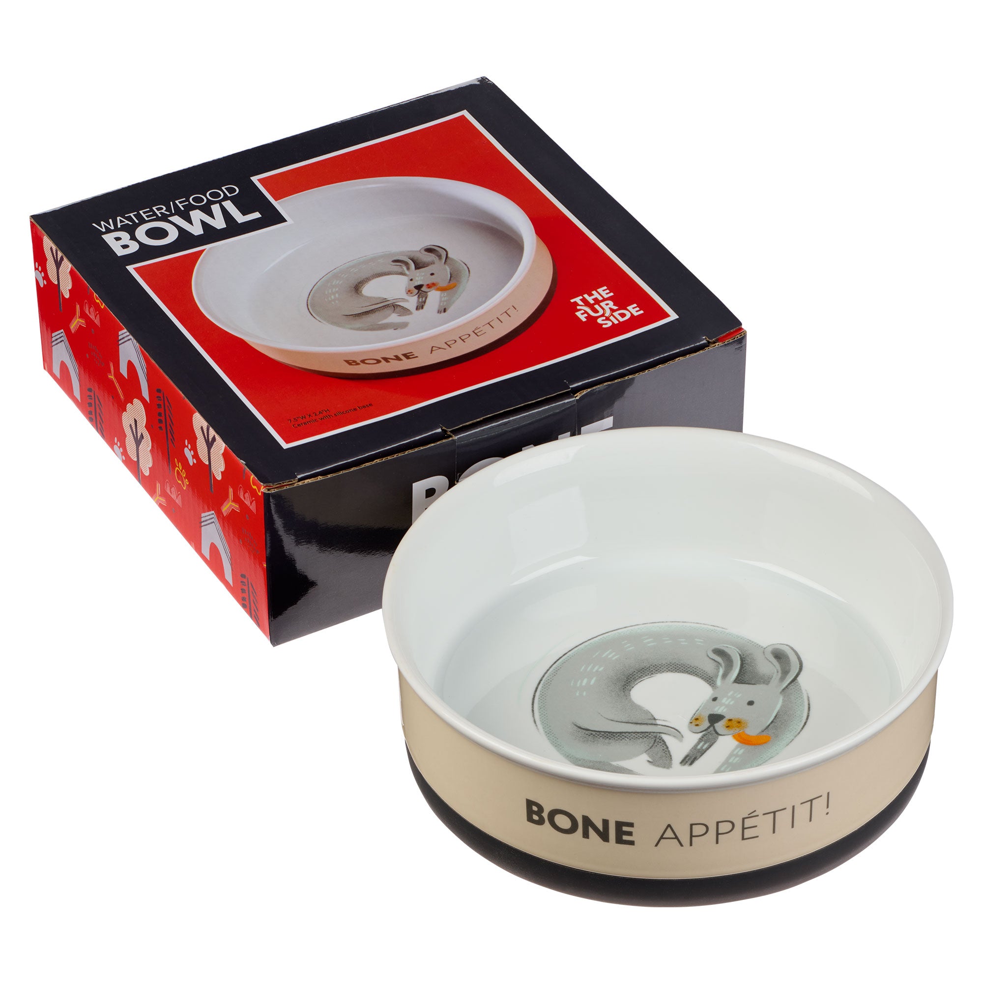 Bone Appétit Large Taupe Ceramic Dog Bowl