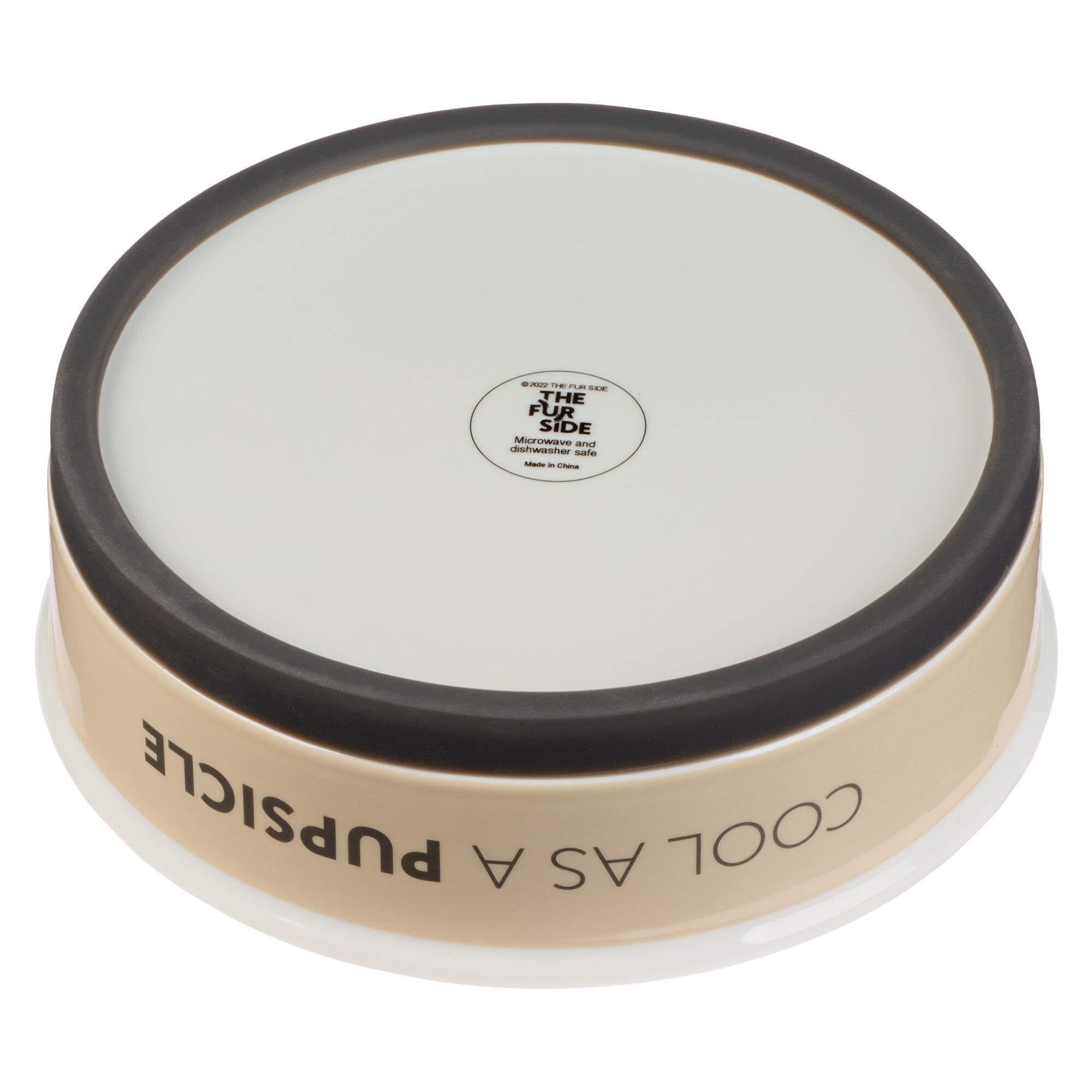 Cool As A Pupsicle Large Taupe Ceramic Dog Bowl