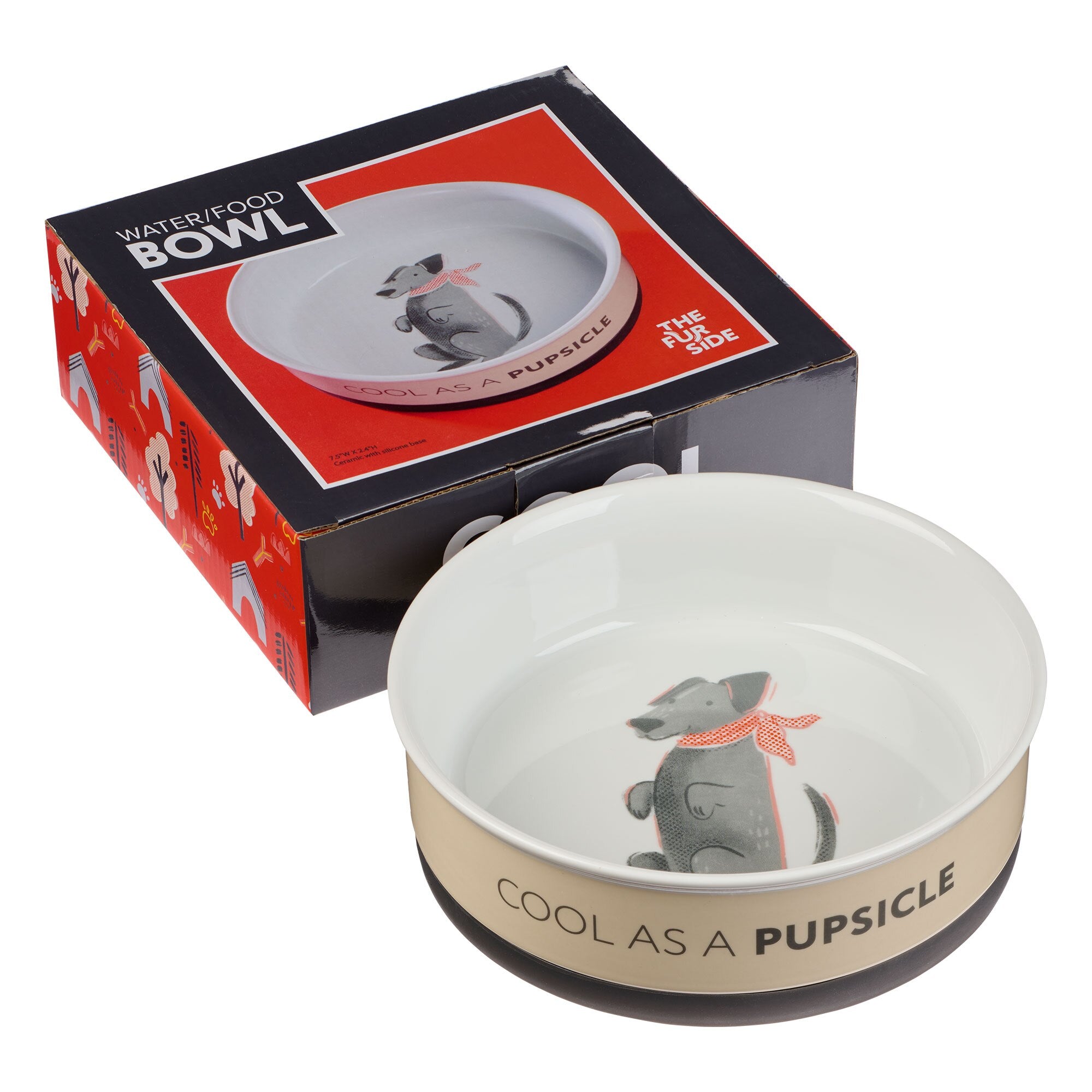 Cool As A Pupsicle Large Taupe Ceramic Dog Bowl