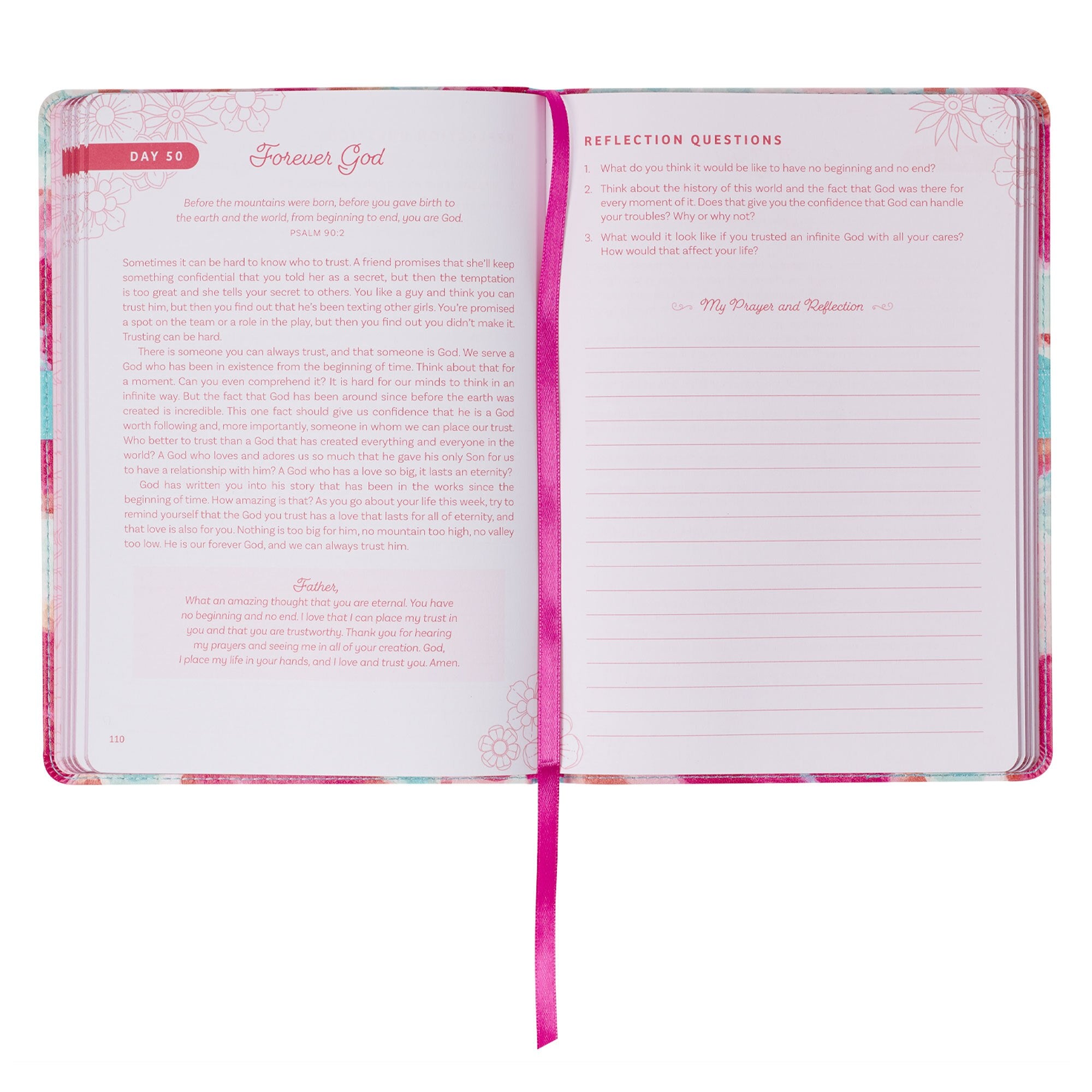 Moments with God for Teen Girls Pink Floral Faux Leather Gift Book