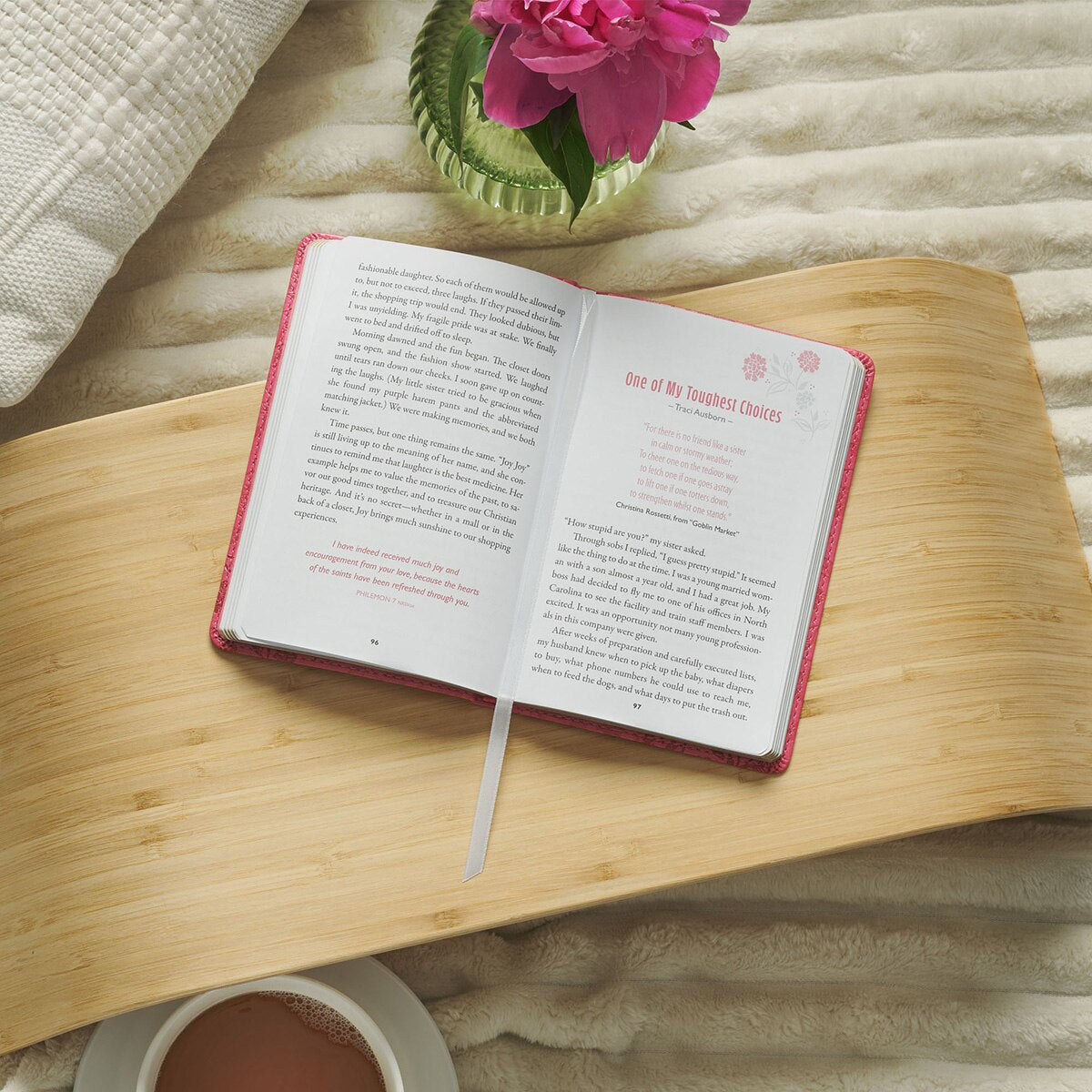 Moments of Grace for Sisters: Stories and Scriptures Pink Faux Leather Gift Book