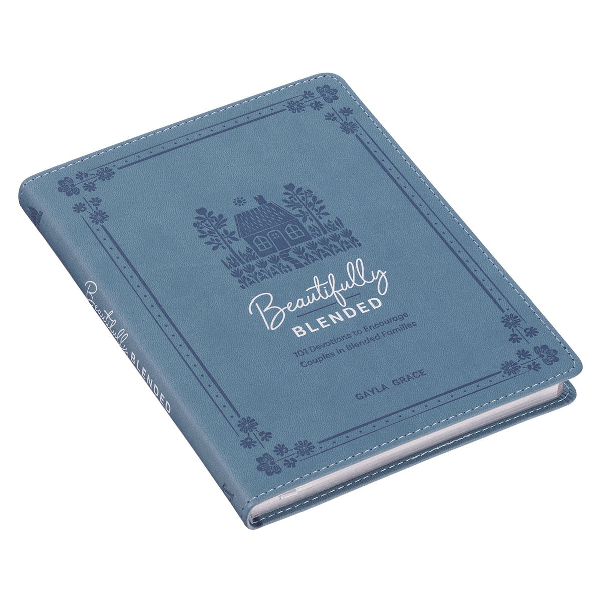 Beautifully Blended Blue Faux Leather Daily Devotional for Couples