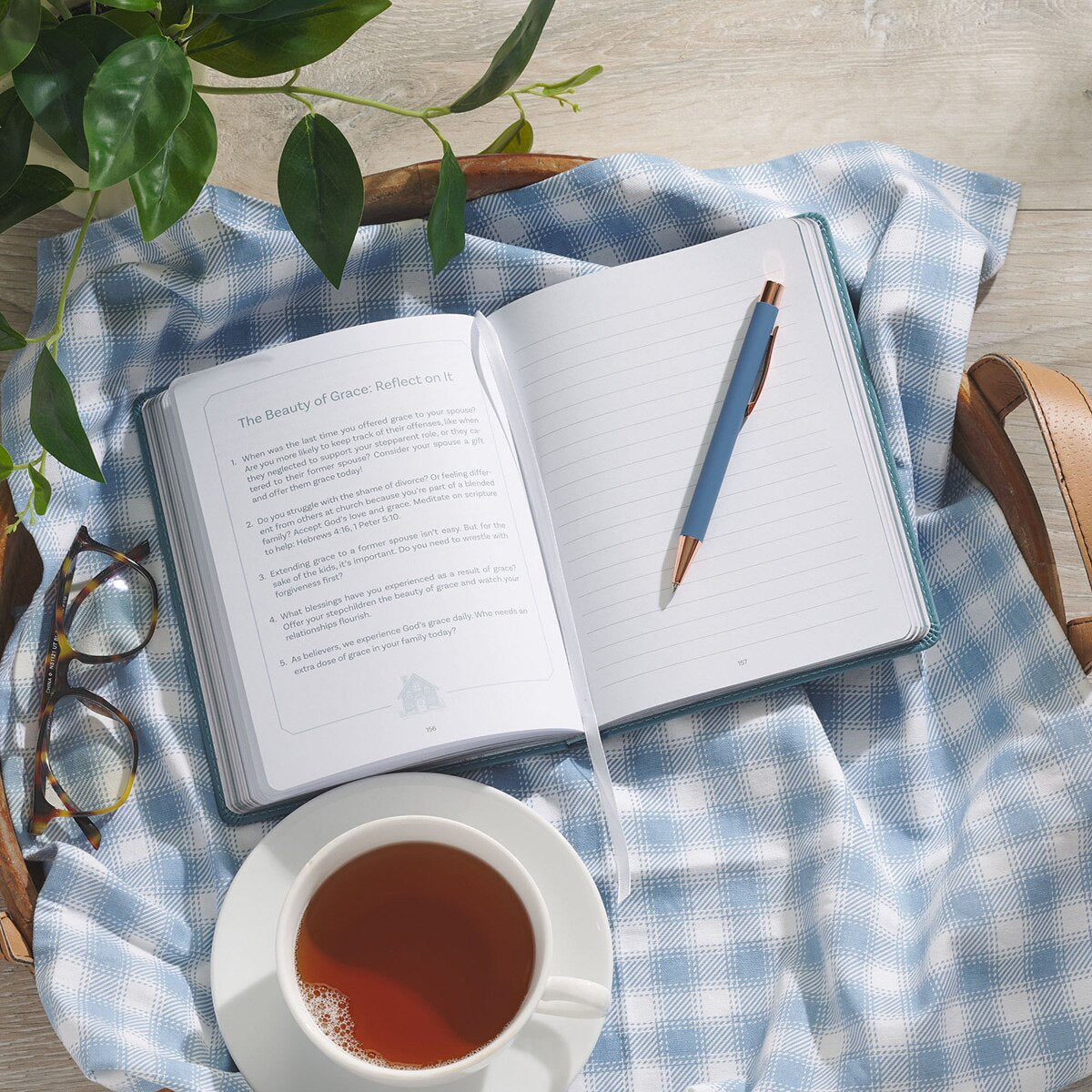 Beautifully Blended Blue Faux Leather Daily Devotional for Couples