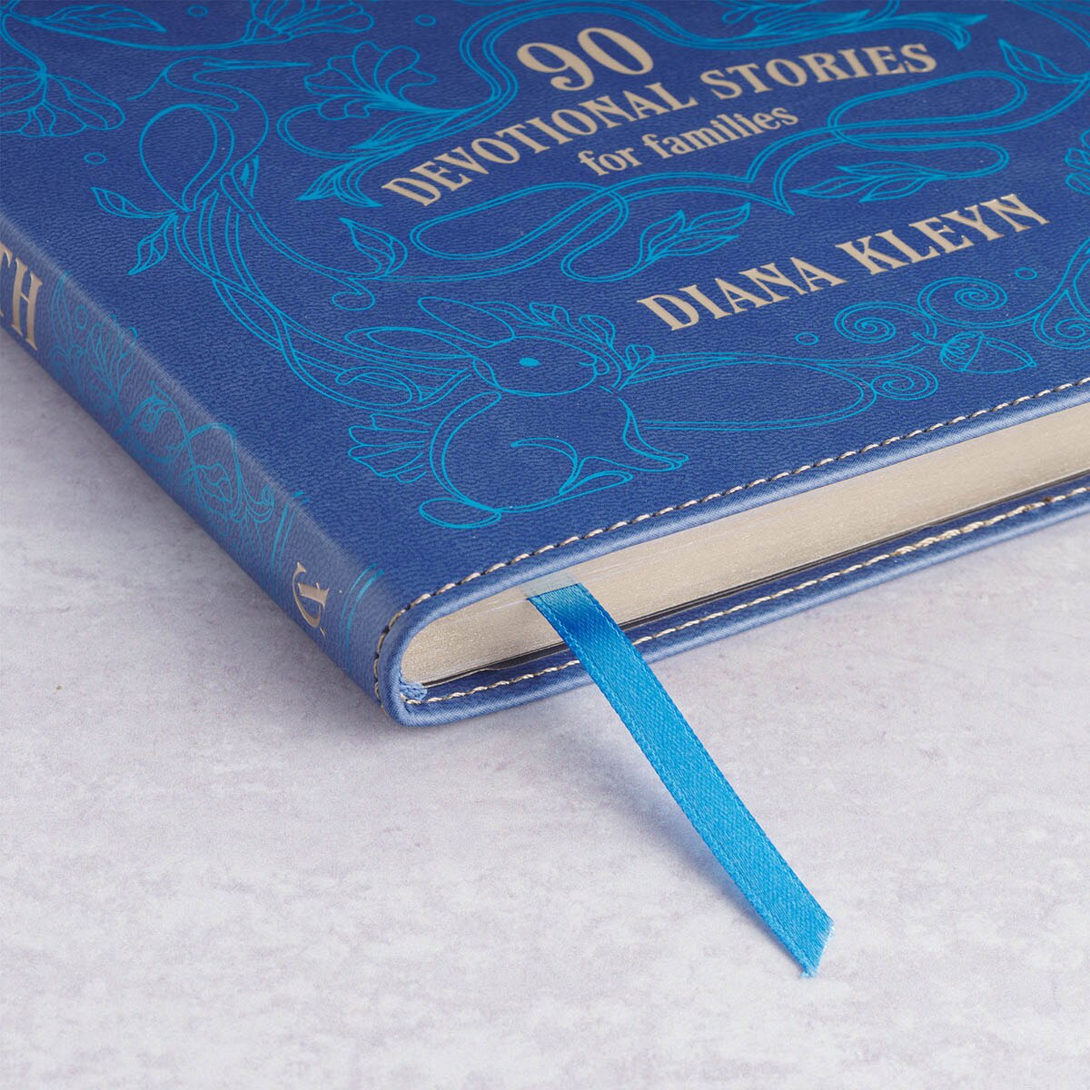 Growing Faith: 90 Devotional Stories for Families Blue Faux Leather Gift Book