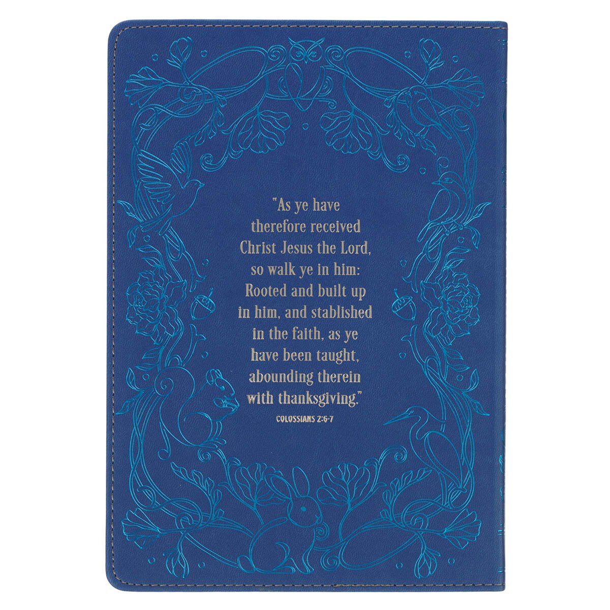 Growing Faith: 90 Devotional Stories for Families Blue Faux Leather Gift Book