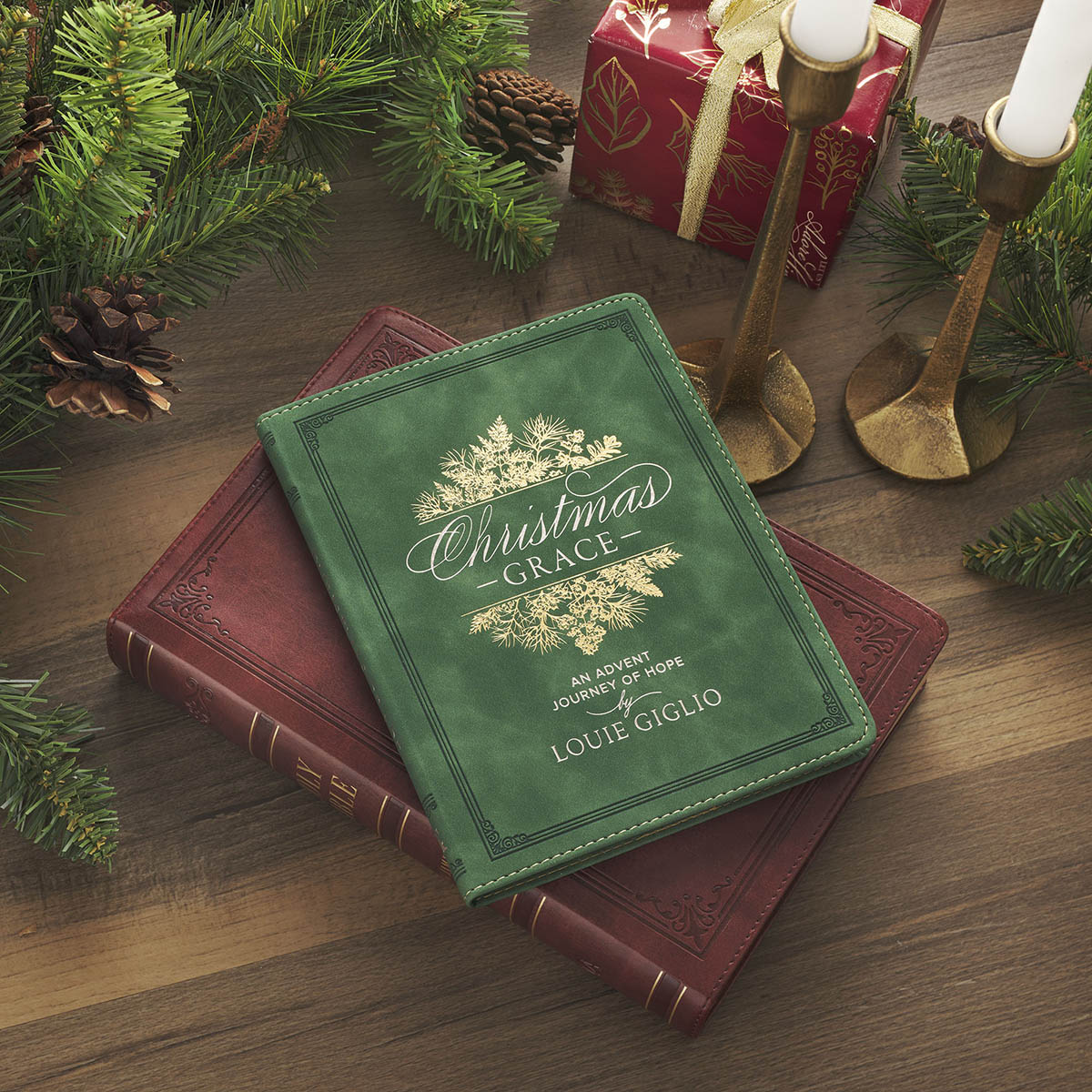 Christmas Grace Green Faux Leather Advent Devotional