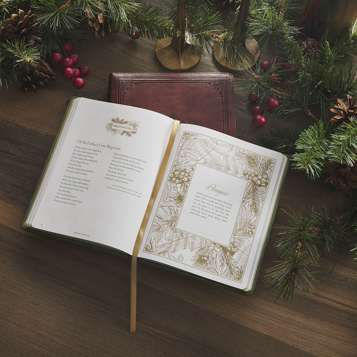 Christmas Grace Green Faux Leather Advent Devotional