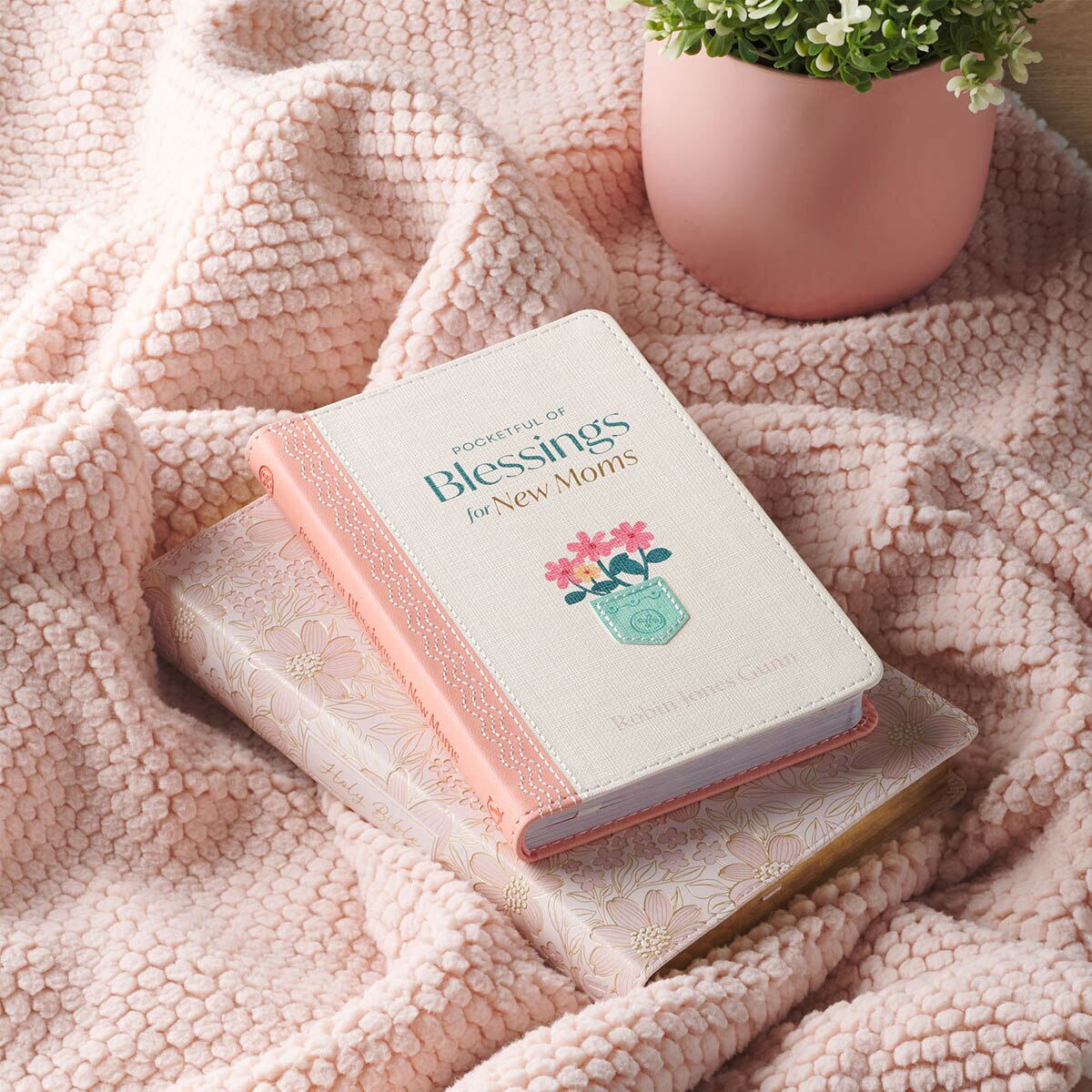 Pocketful of Blessings for New Moms Peach Faux Leather Gift Book