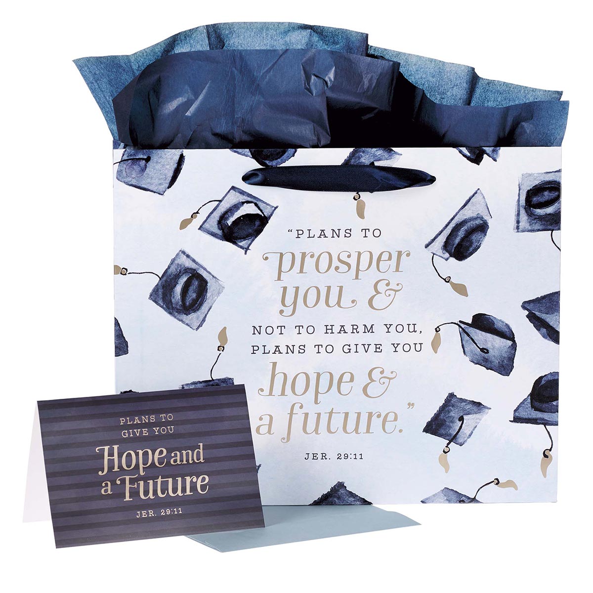Hope & a Future Large Blue Gift Bag Set for Graduates with Card and Envelope  - Jeremiah 29:11