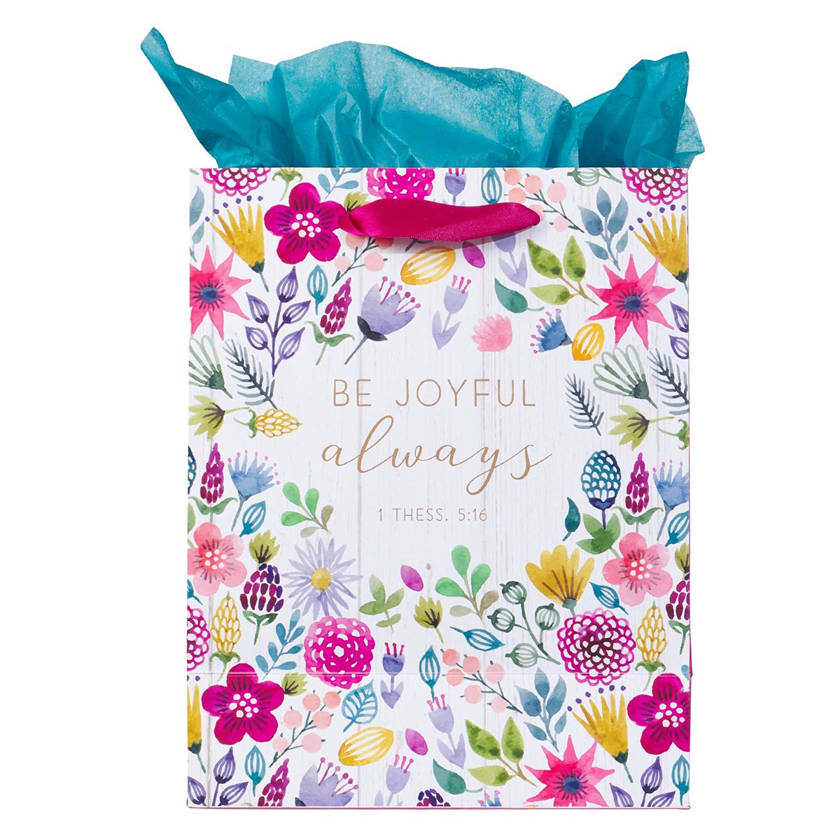 Be Joyful Always Multicolored Medium Gift Bag with Tissue Paper - 1 Thessalonians 5:16