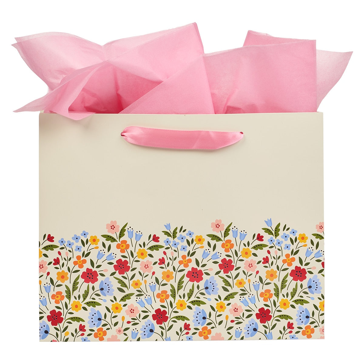 Every Good & Perfect Gift Peach Floral Large Landscape Gift Bag and Card Set - James 1:17