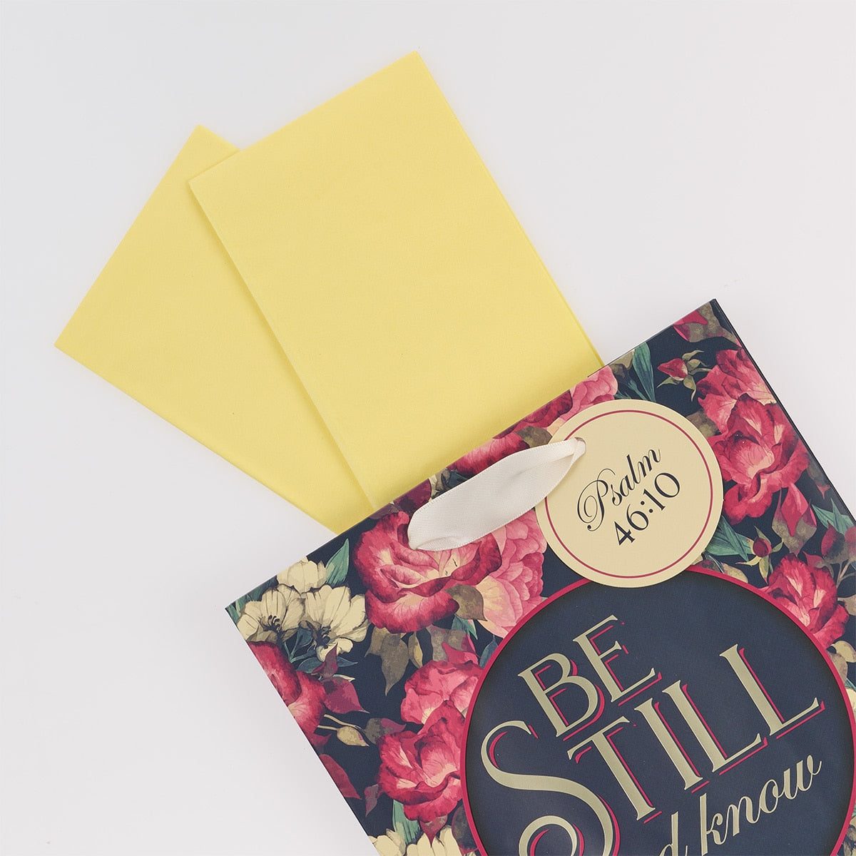 Be Still Vintage Floral Medium Gift Bag – Psalm 46:10