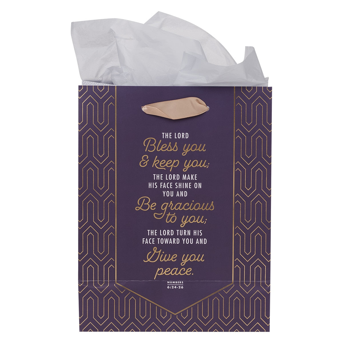 Bless You and Keep You Geometric Purple Medium Gift Bag - Numbers 6:24-26