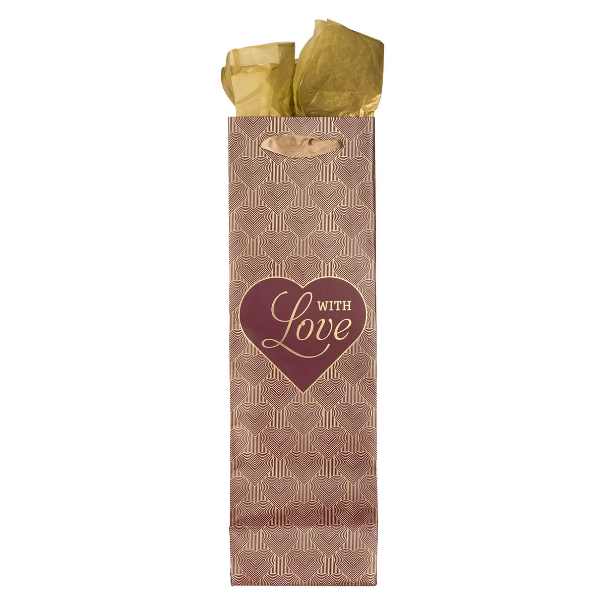 With Love Burgundy and Gold Bottle Gift Bag