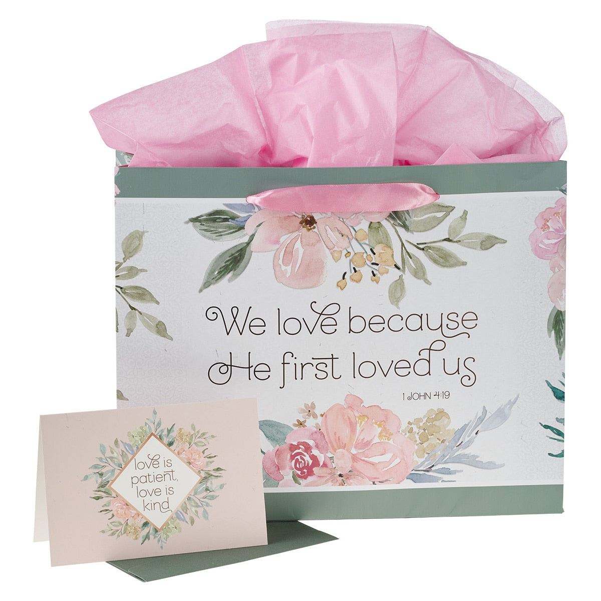 He First Loved Us Large Landscape Gift Bag with Card Set - 1 John 4:19