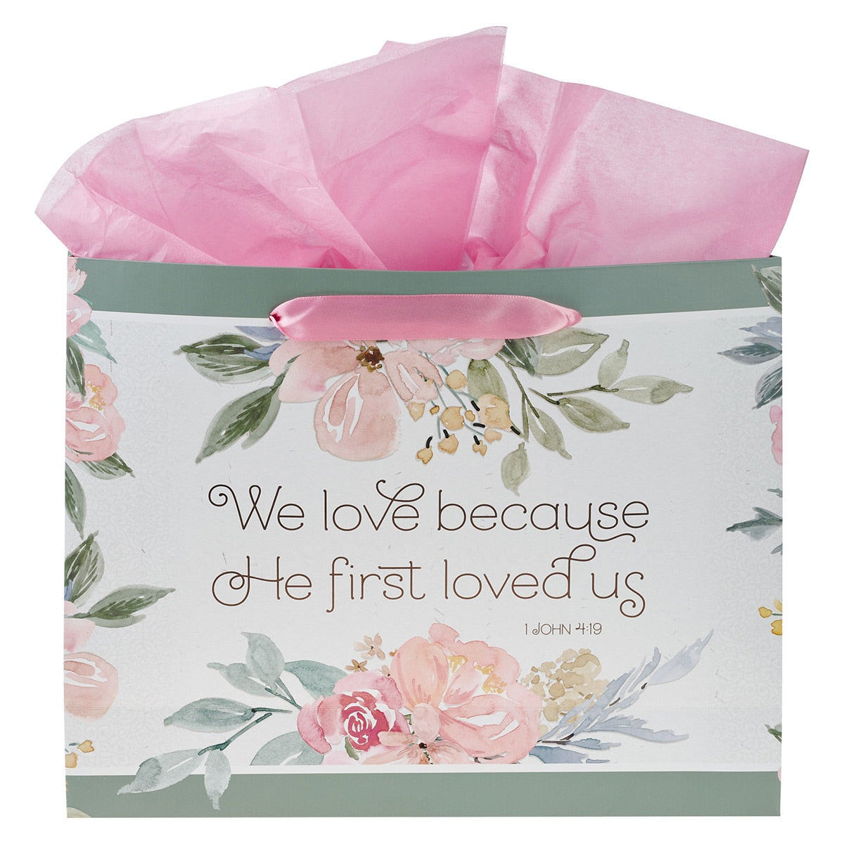 He First Loved Us Large Landscape Gift Bag with Card Set - 1 John 4:19