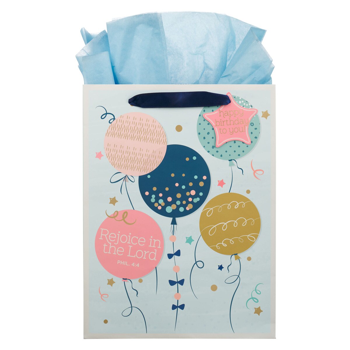 Rejoice Colorful Balloon Medium Gift Bag - Philippians 4:4