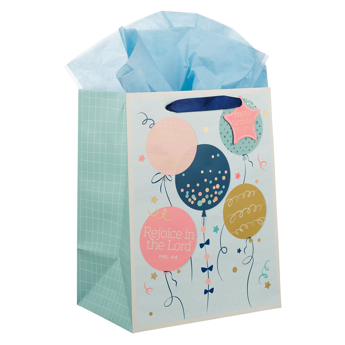 Rejoice Colorful Balloon Medium Gift Bag - Philippians 4:4