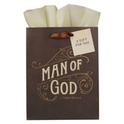 Man of God Brown Medium Gift Bag - 1 Timothy 6:11