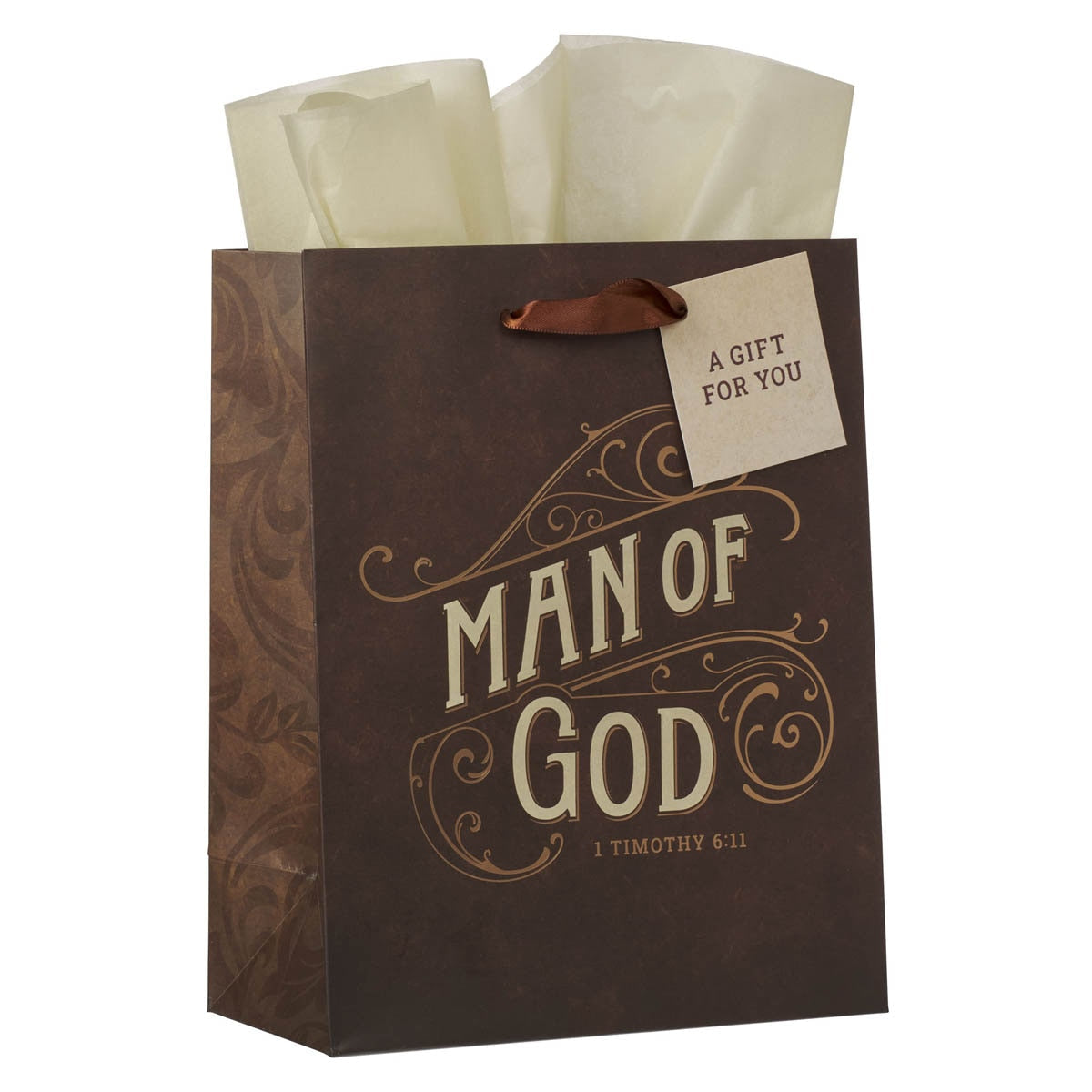 Man of God Brown Medium Gift Bag - 1 Timothy 6:11