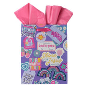 Shine for Jesus Purple Sticker Medium Gift Bag - Matthew 5:16