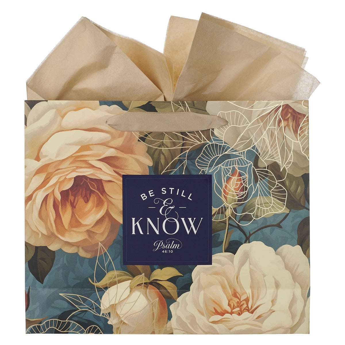 Be Still and Know Serene Roses Large Landscape Gift Bag - Psalm 46:10