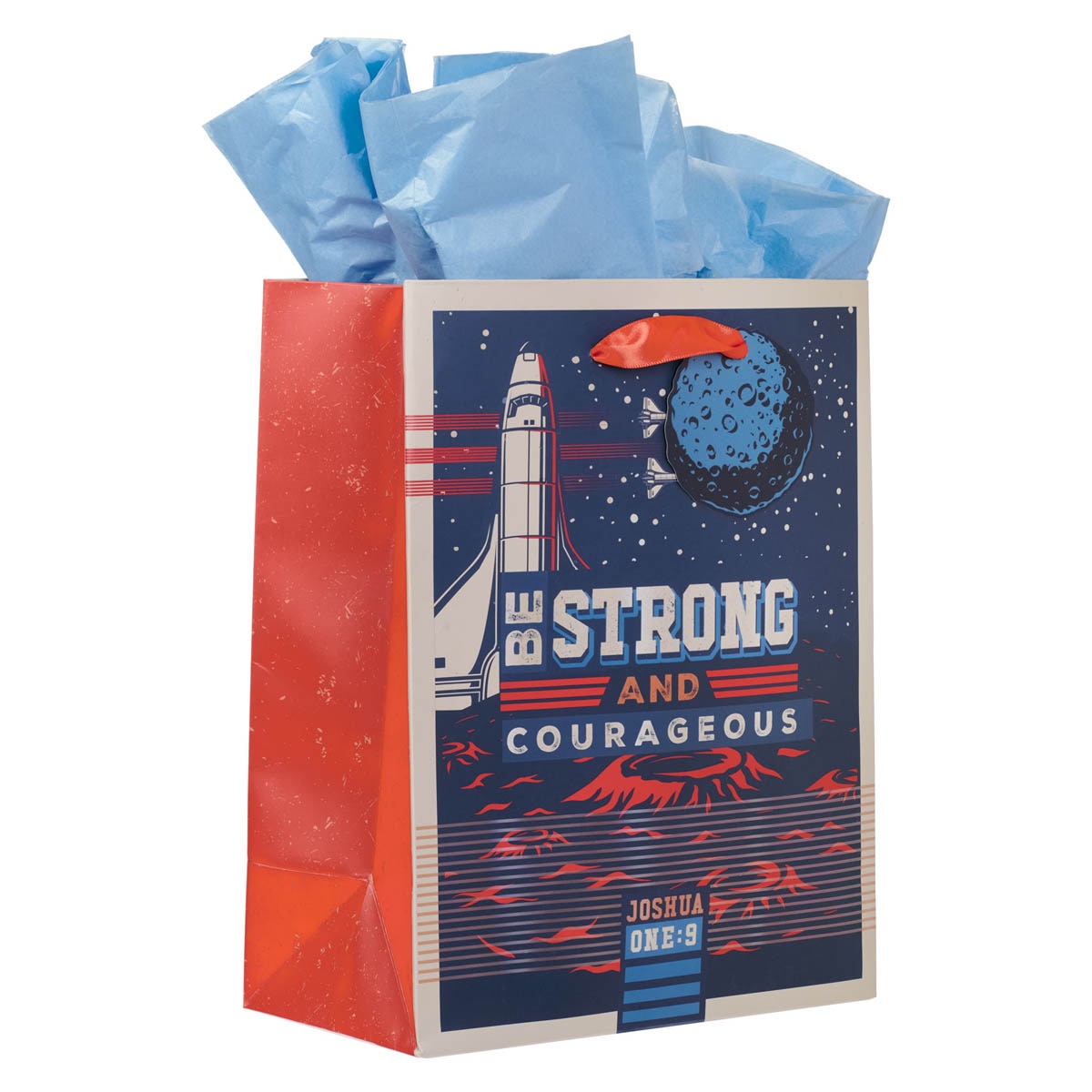 Be Strong and Courageous Blue Space Medium Gift Bag - Joshua 1:9 