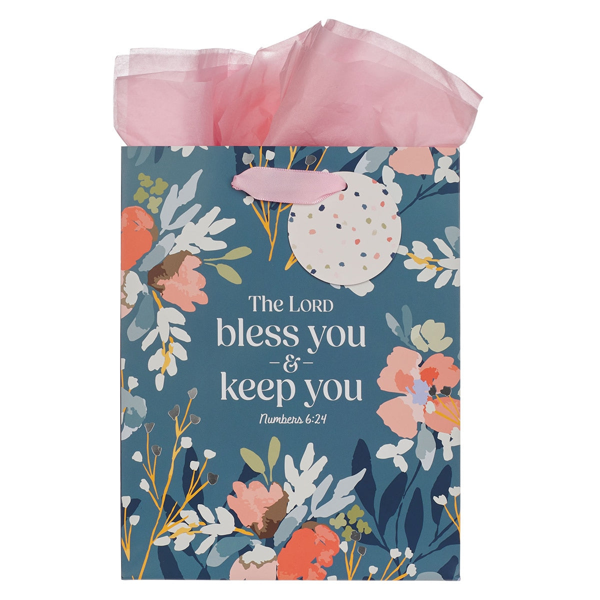 The Lord Bless You Teal Large Portrait Gift Bag - Numbers 6:24