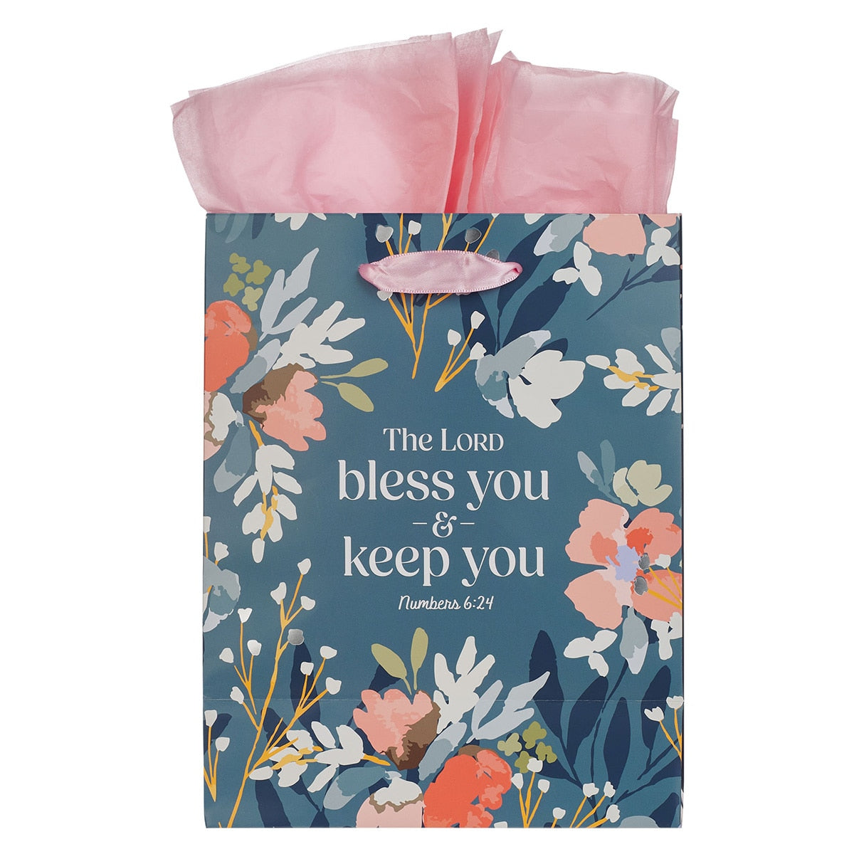 The Lord Bless You Teal Large Portrait Gift Bag - Numbers 6:24