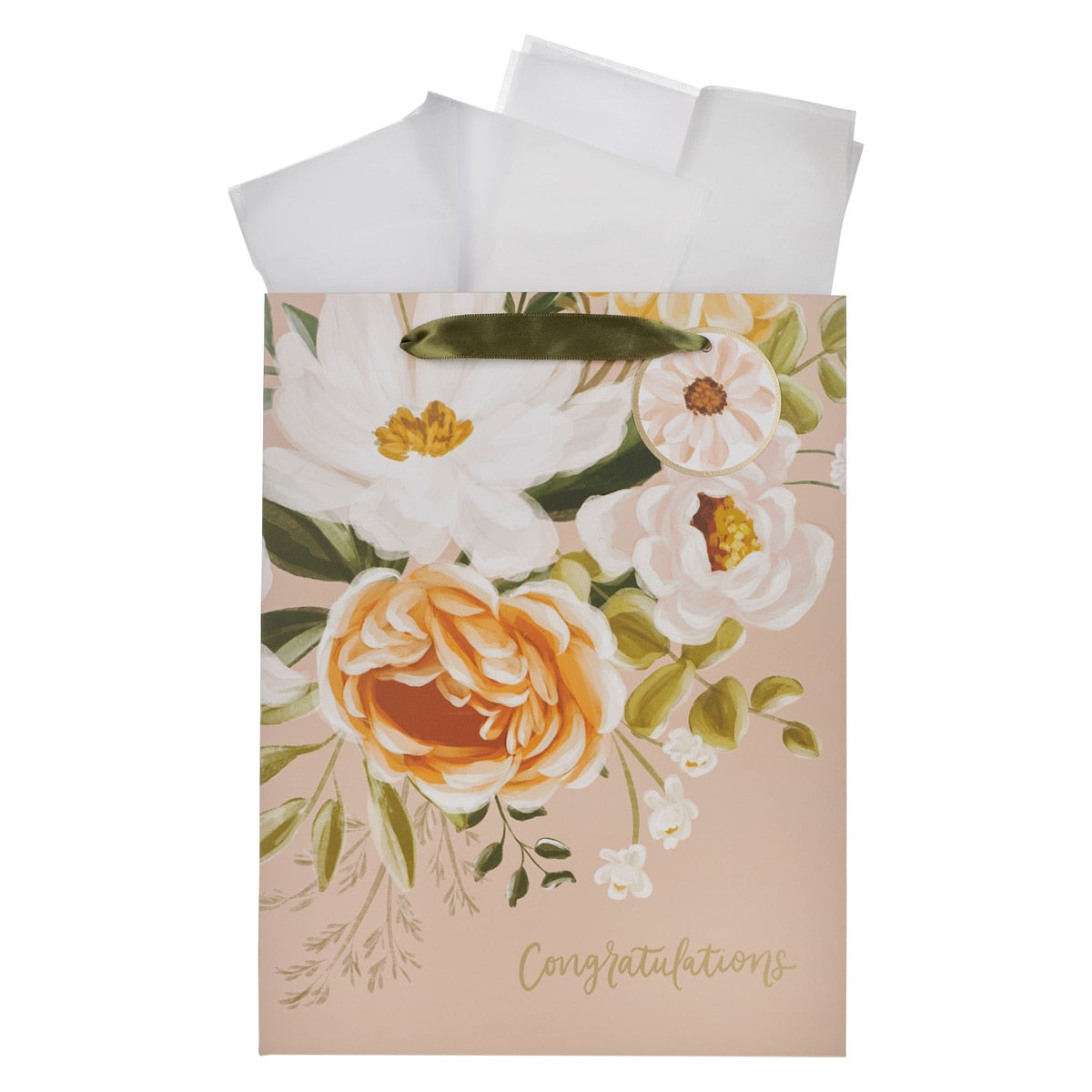 Sophia Peach Floral Large Portrait Gift Bag